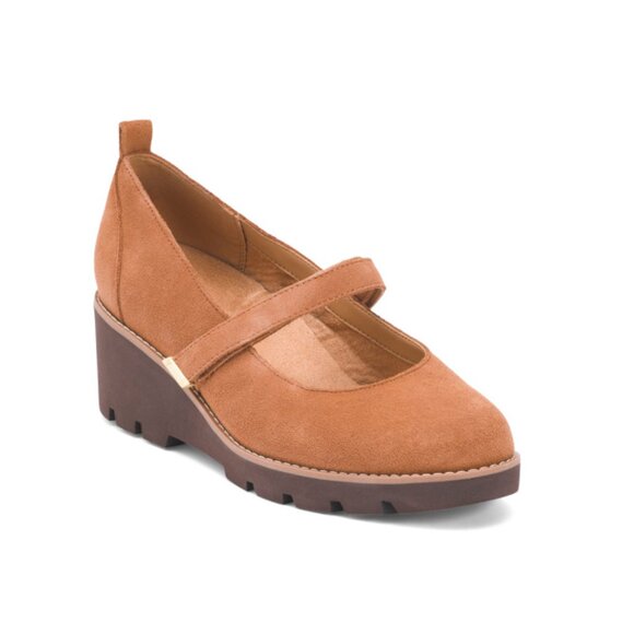 VIONIC Tan Suede Alma Comfort Mary Jane Flats - Picture 1 of 2
